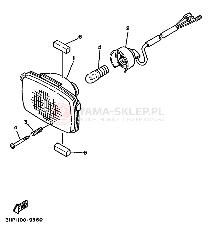 Schemat "Lampa przód" do Yamaha YFM350ER