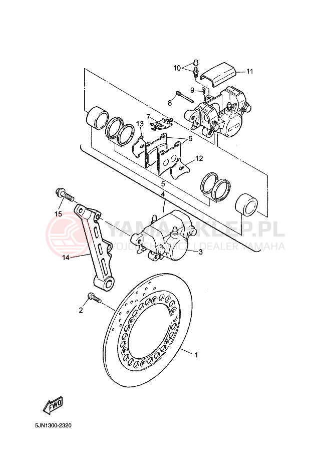 Schemat "Zacisk hamulcowy tylny" do Yamaha BT1100