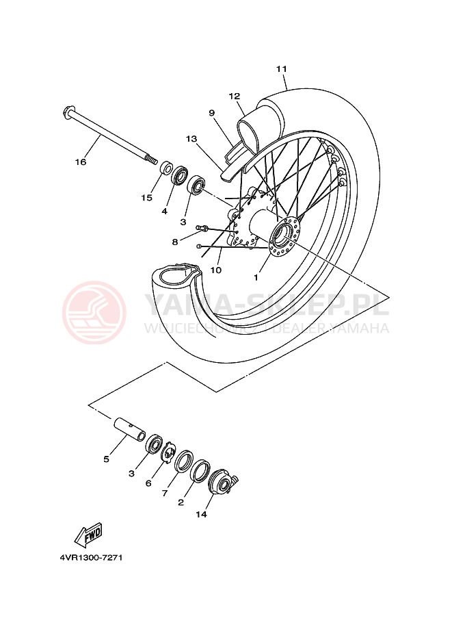 Schemat "Koło przód" do Yamaha XVS650 DRAGSTAR