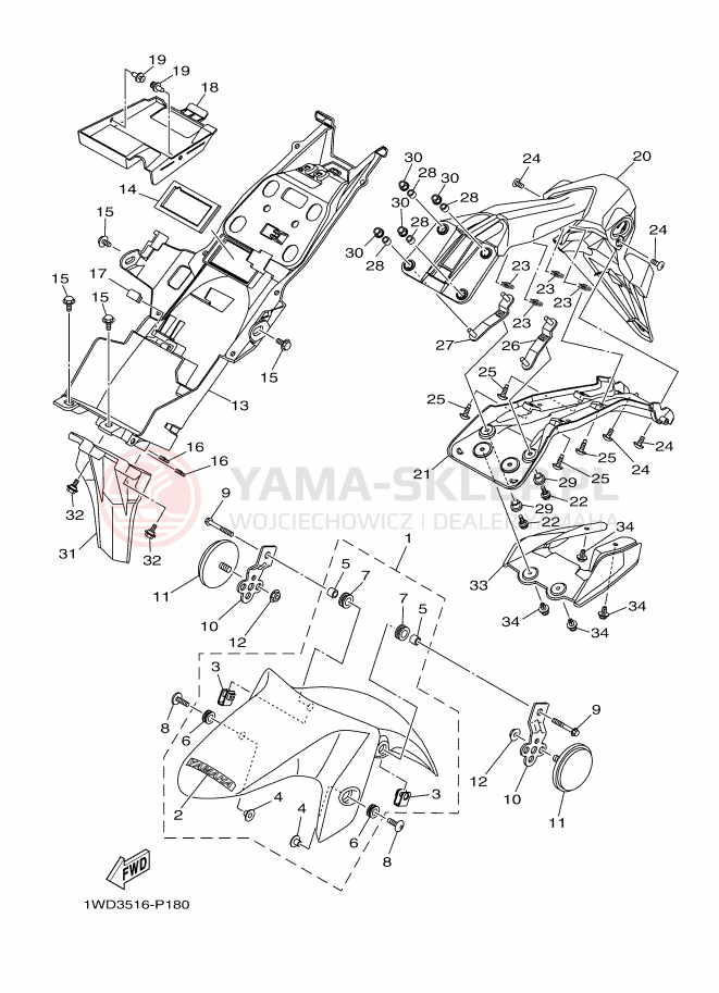 Schemat "błotnik" do Yamaha YZF-R25