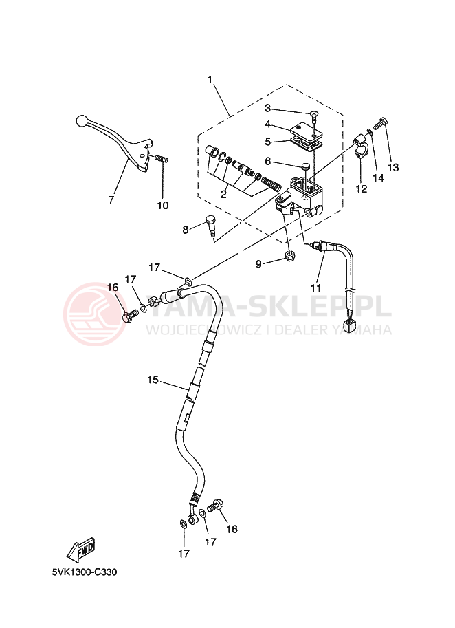 Schemat "Pompa hamulcowa przednia" do Yamaha XT660R