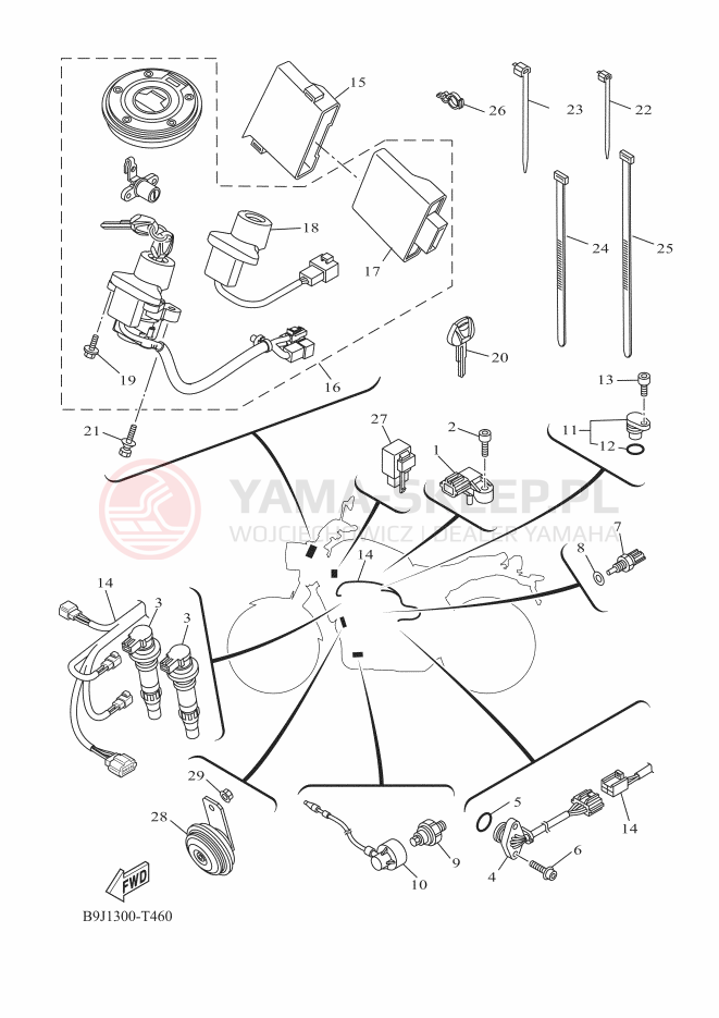 Schemat "układ elektryczny" do Yamaha XSR700