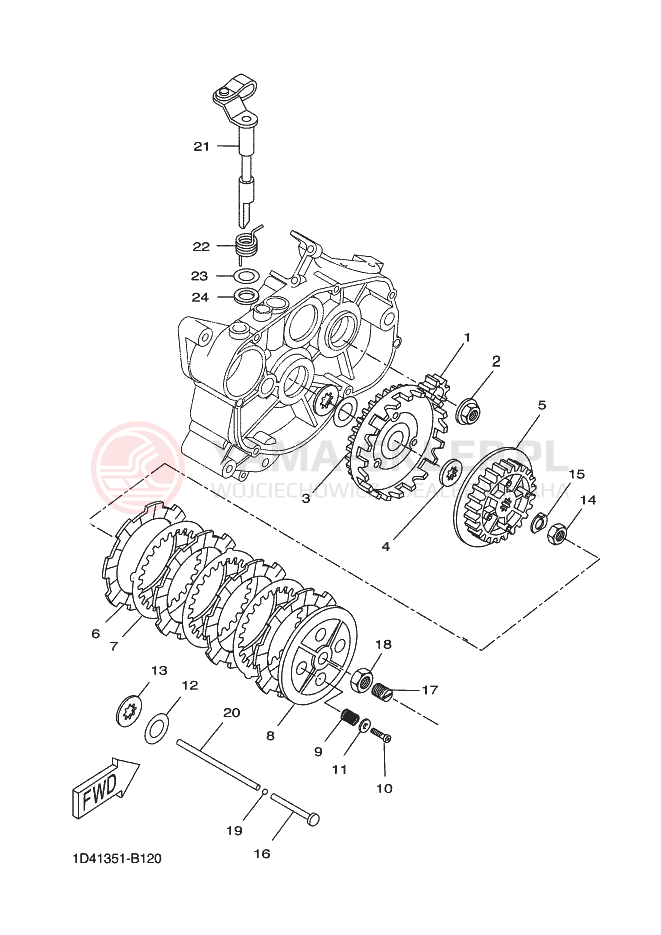Schemat "sprzęgło" do Yamaha DT50R