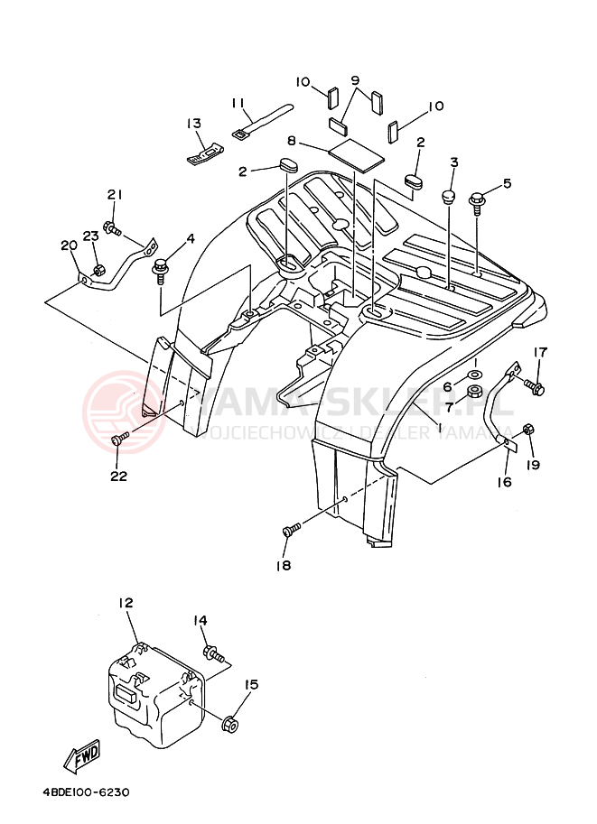 Schemat "Tylny błotnik" do Yamaha YFB250J