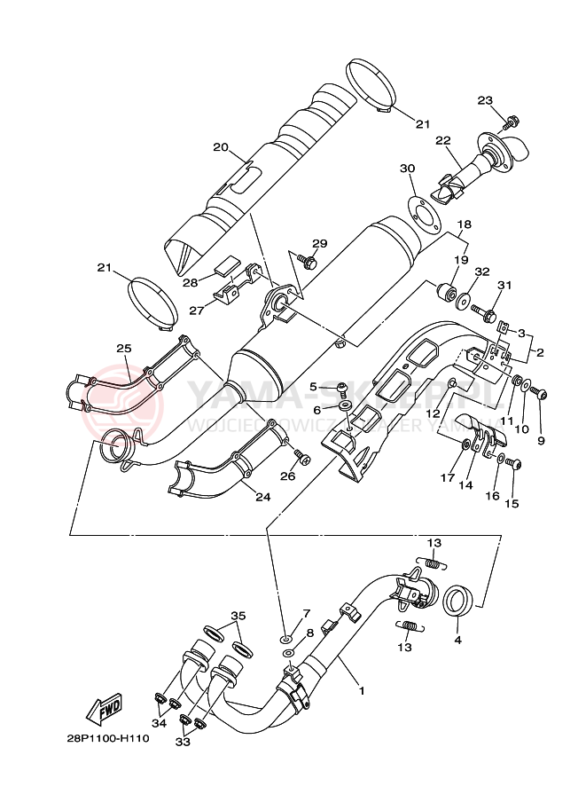 Schemat "Wydech końcowy" do Yamaha GRIZZLY 550 FI