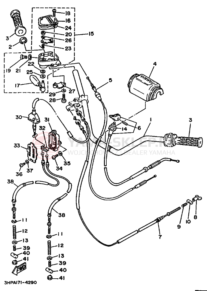 Schemat "Kierownica i osprzęt" do Yamaha YFM350
