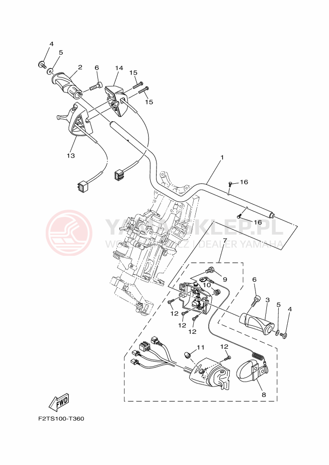 Schemat "Kierownica i osprzęt" do Yamaha FX CRUISER SVHO