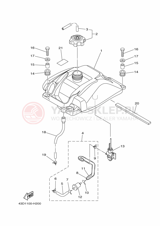 Schemat "zbiornik paliwa" do Yamaha YFM90R