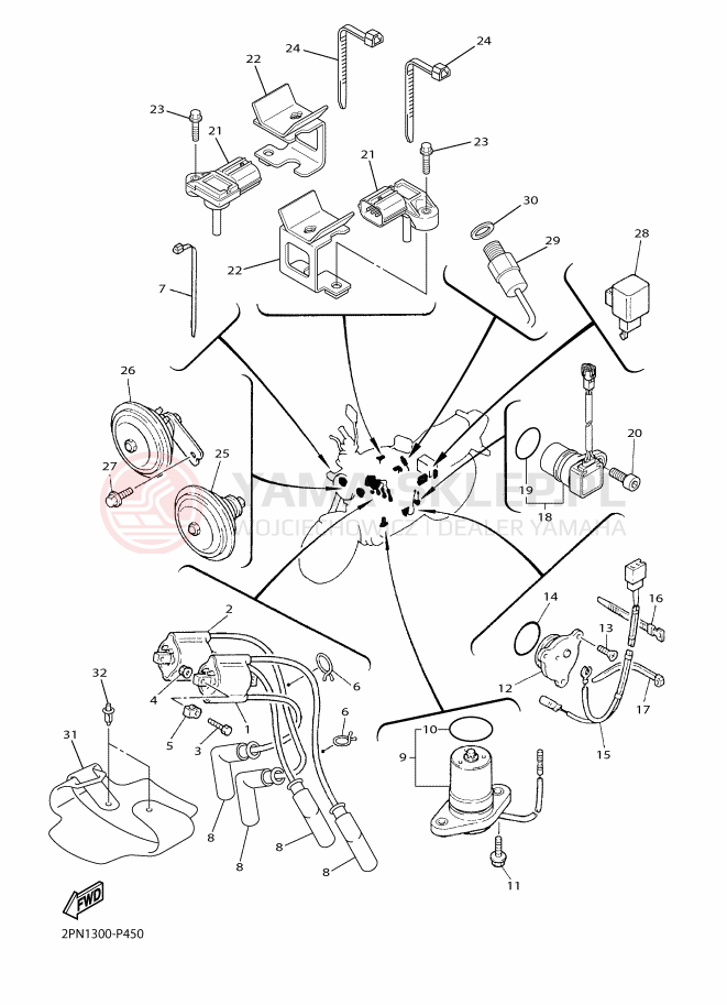 Schemat "układ elektryczny" do Yamaha XJR 1300