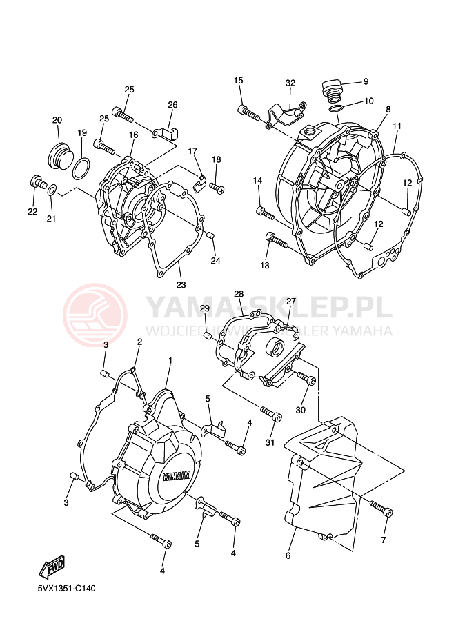 Schemat "Pokrywa silnika" do Yamaha FZ6-NS FZ6