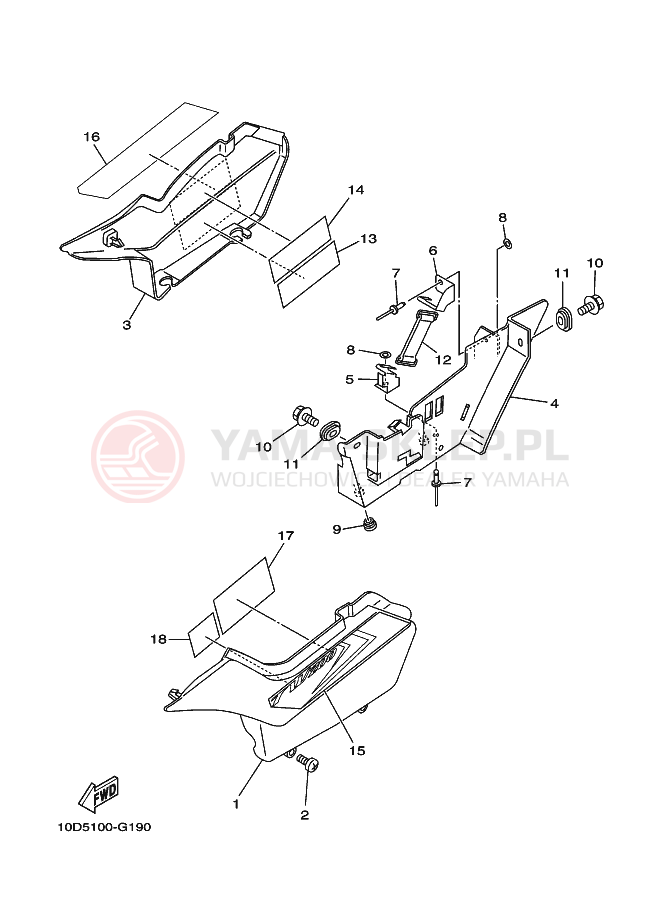 Schemat "Pokrywa boczna" do Yamaha TW200E