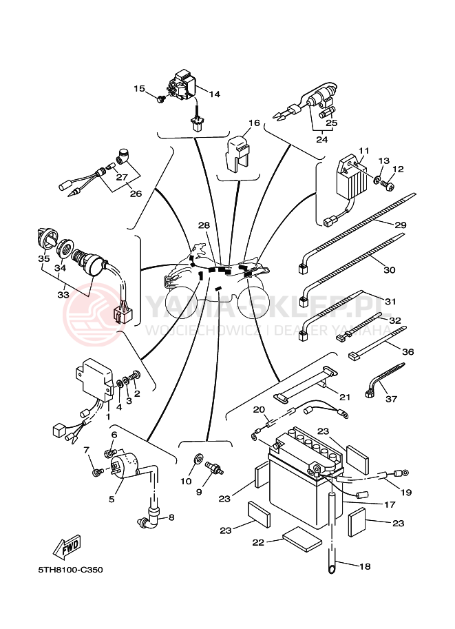 Schemat "układ elektryczny" do Yamaha YFM80