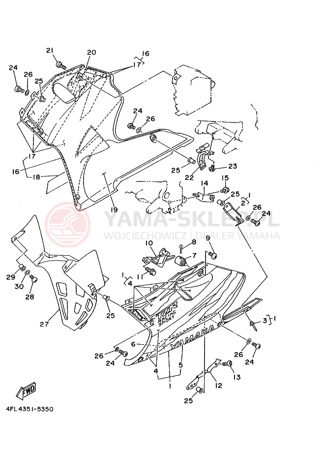 Schemat "elementy nadwozia" do Yamaha TZR125