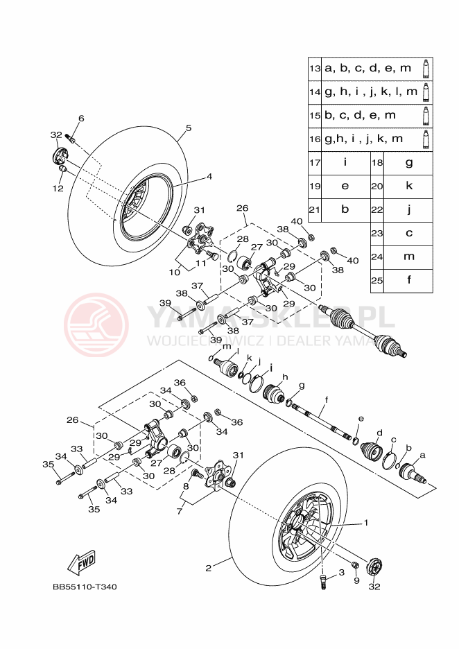 Schemat "Koło tył" do Yamaha KODIAK 450 EPS