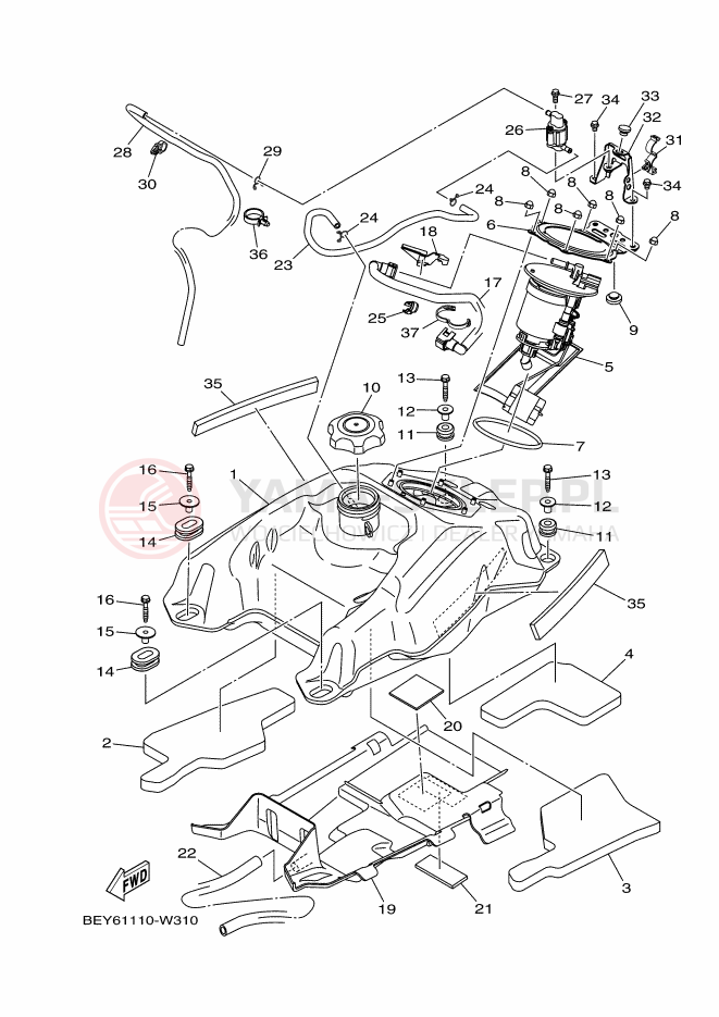 Schemat "zbiornik paliwa" do Yamaha KODIAK 450 EPS