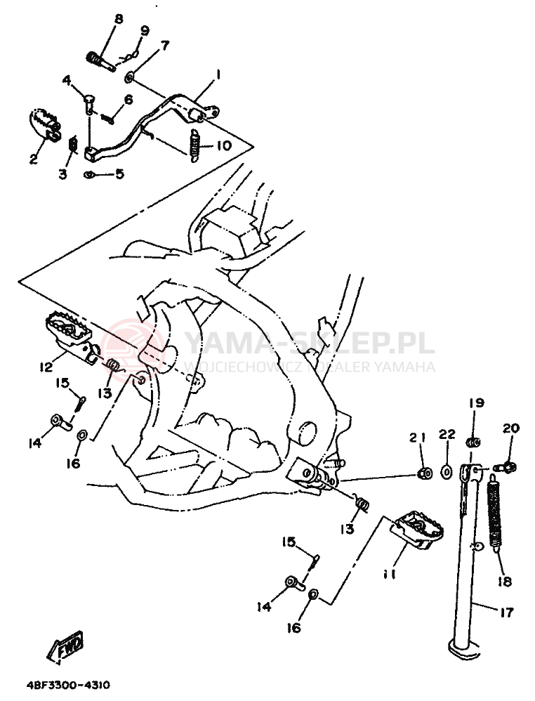 Schemat "Stopka postojowa i podnóżki" do Yamaha WR200R