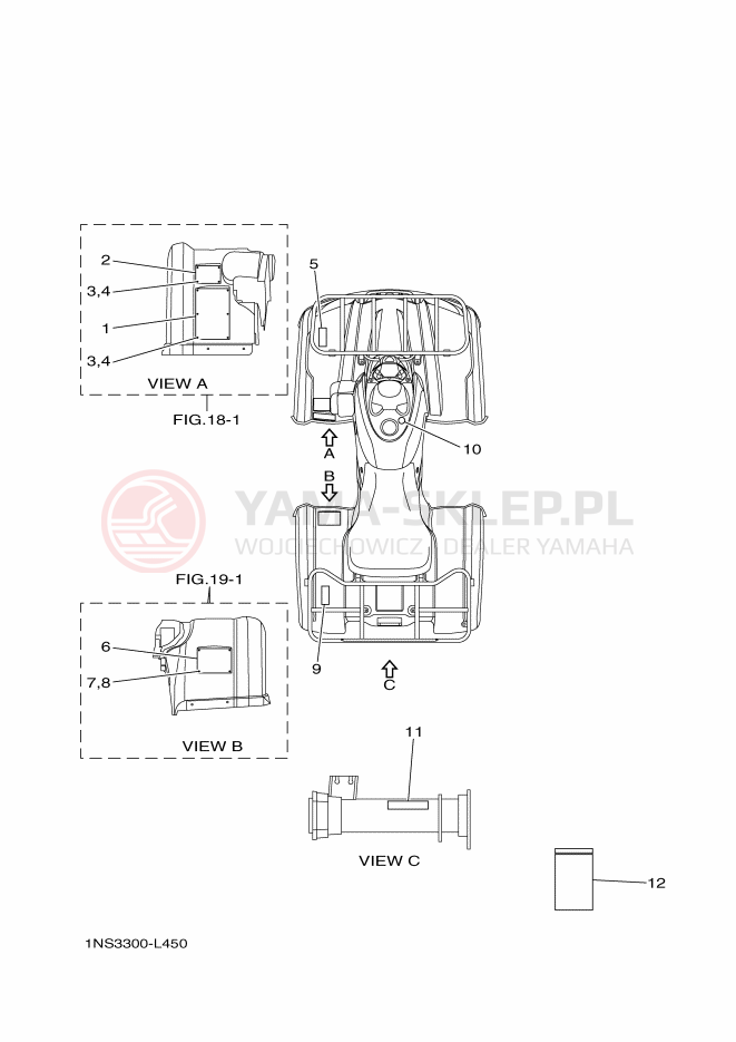 Schemat "naklejki" do Yamaha GRIZZLY 350 4WD