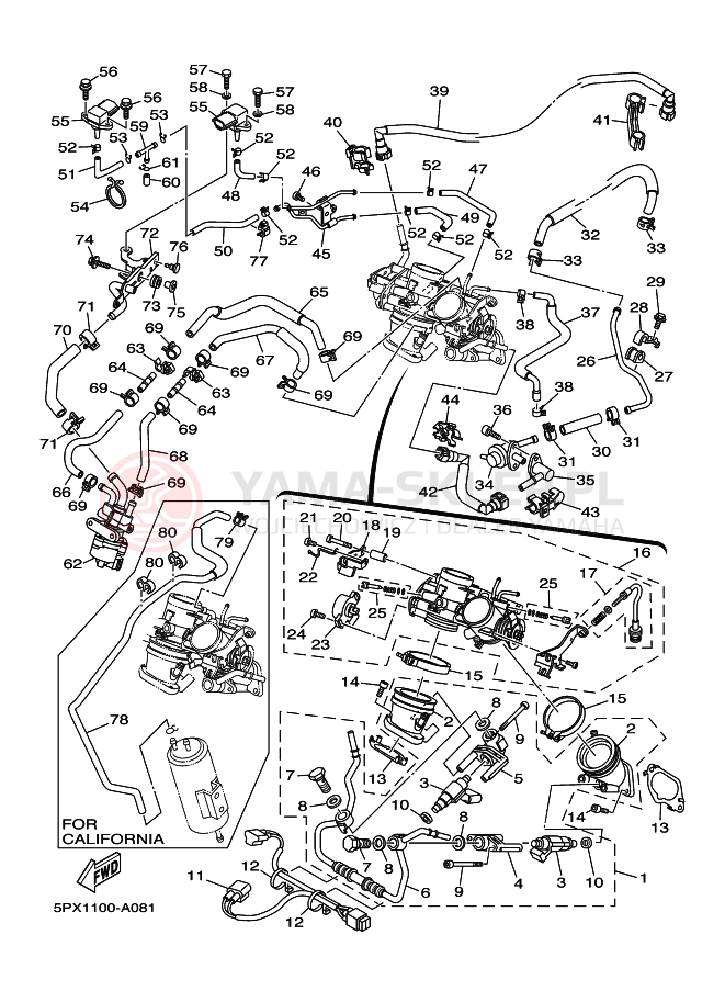Schemat "Wtrysk paliwa" do Yamaha XV1700PC XV17PCR ROADSTAR WARRIOR