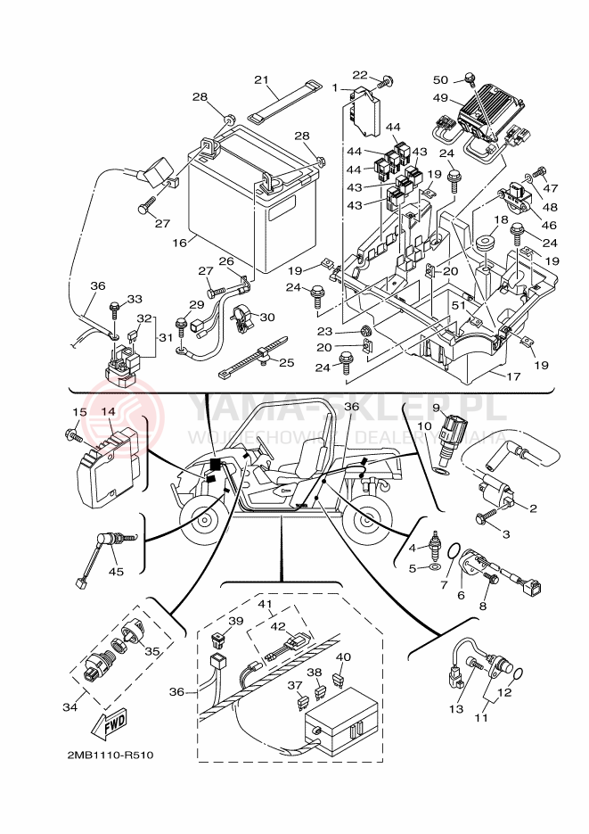 Schemat "układ elektryczny" do Yamaha WOLVERINE R