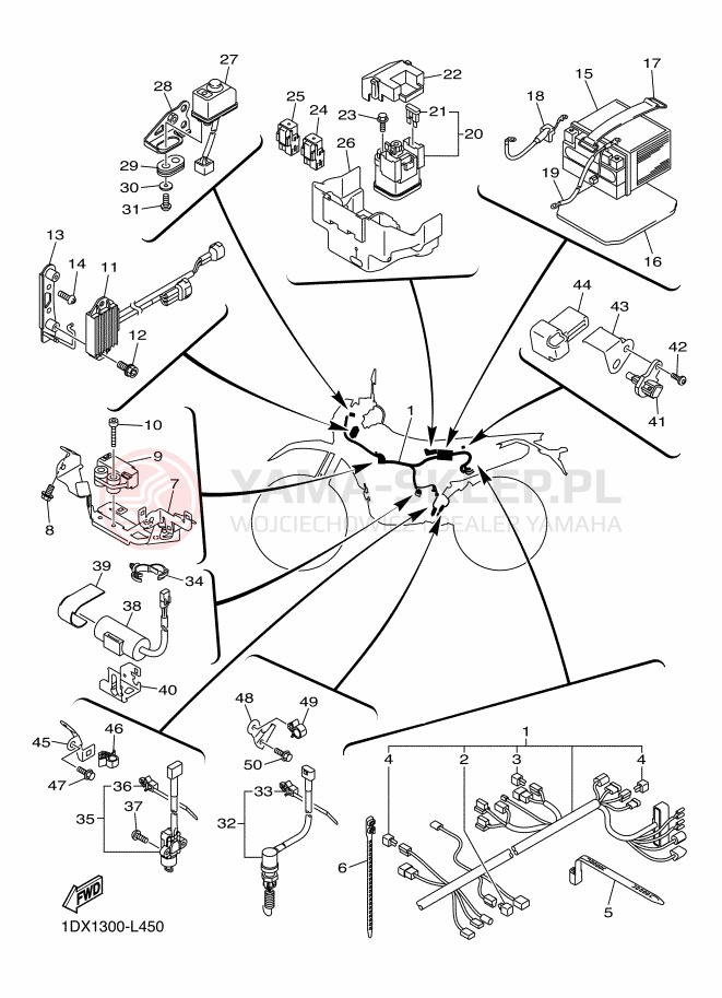 Schemat "układ elektryczny" do Yamaha WR450F