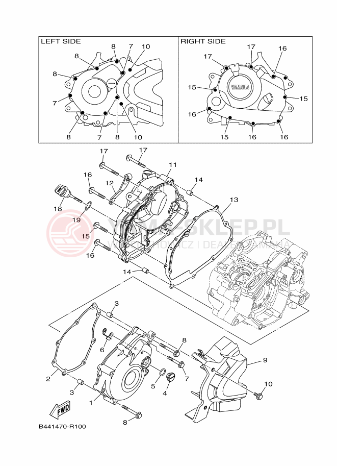 Schemat "Pokrywa silnika" do Yamaha YC110D-4