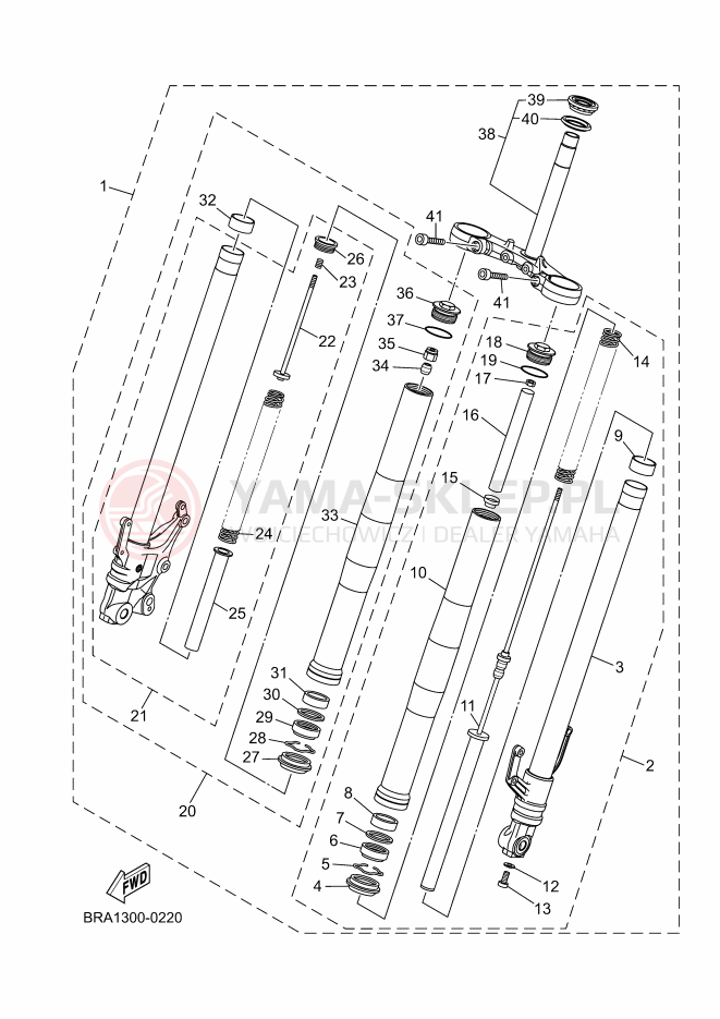 Schemat "Amortyzatory przód" do Yamaha R3
