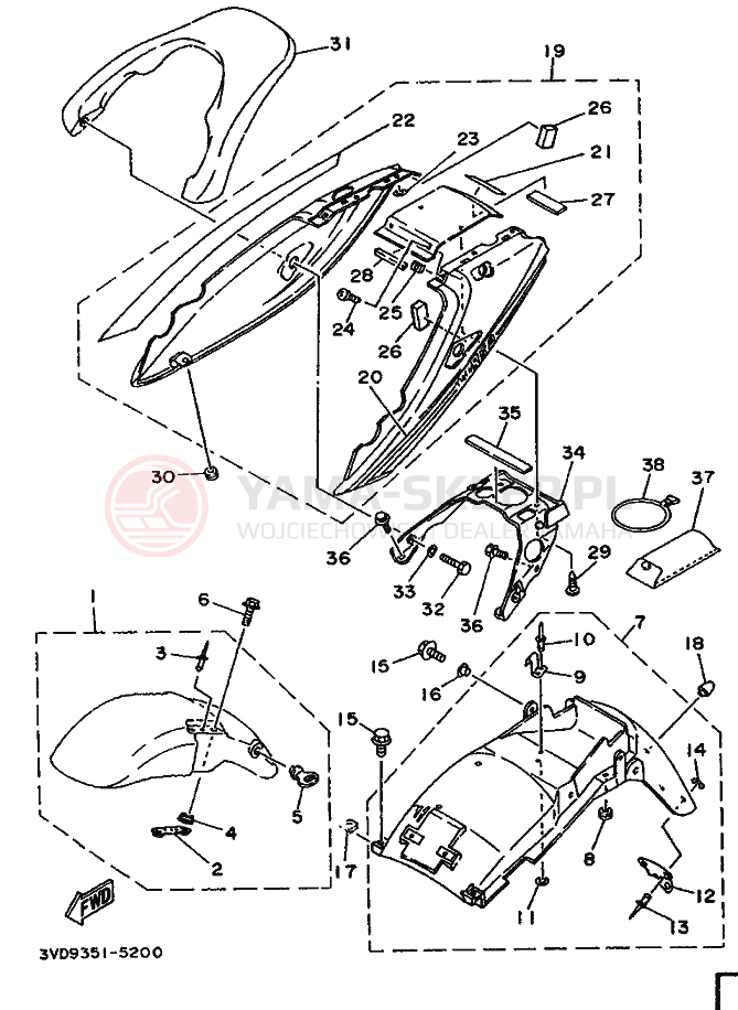 Schemat "błotnik" do Yamaha TDM850