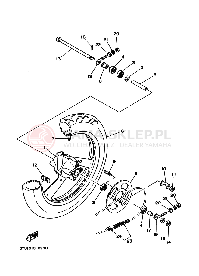 Schemat "Koło tył" do Yamaha TZ50