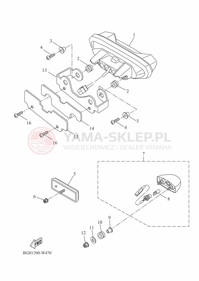 Schemat "Oświetlenie tył" do Yamaha TRACER 7 POLICE