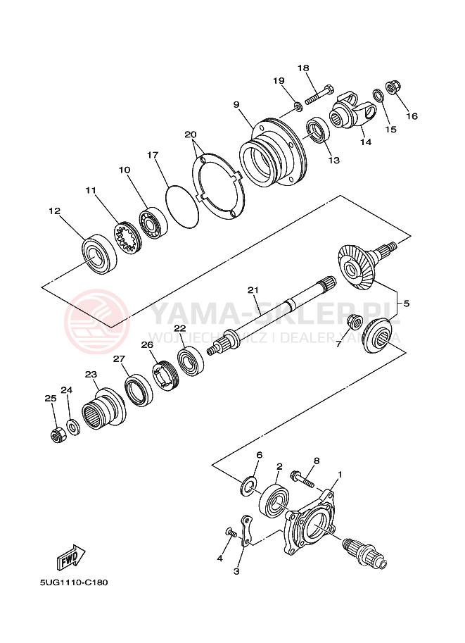 Schemat "PRZEKŁADNIA POŚREDNIA" do Yamaha RHINO