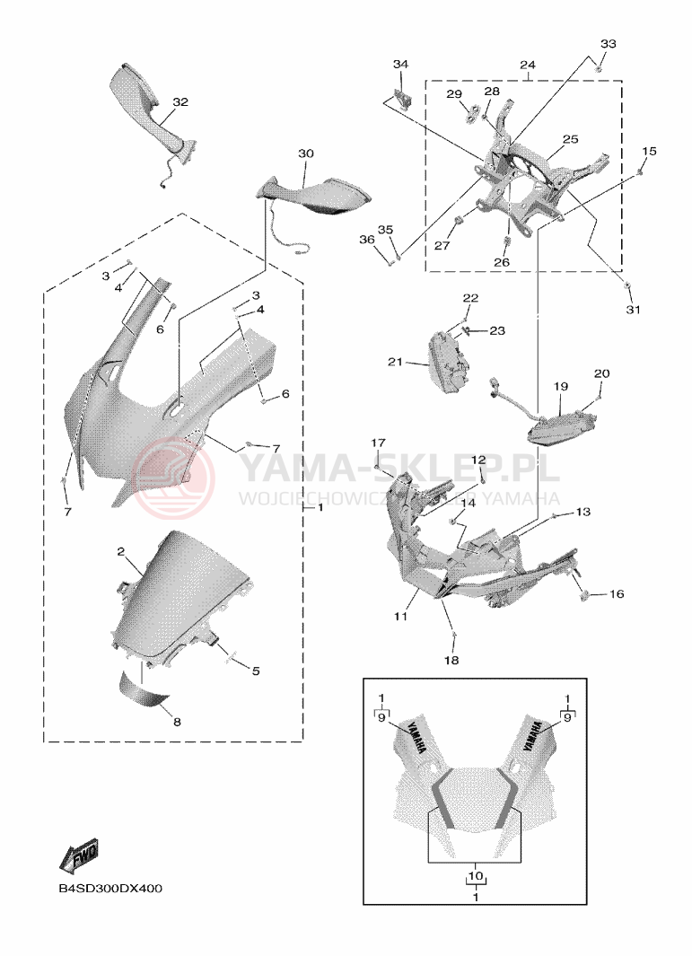 Schemat "elementy nadwozia" do Yamaha YZF-R1M