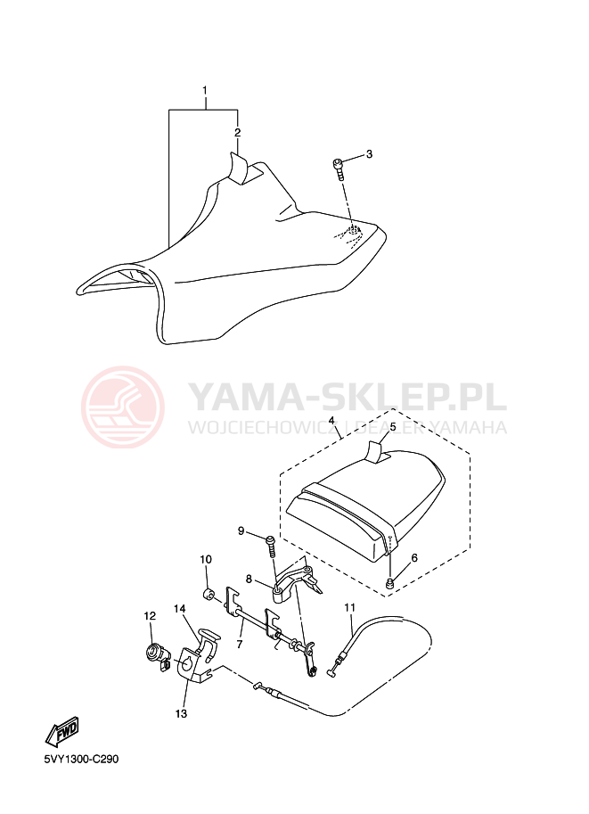 Schemat "siedzenie" do Yamaha YZF-R1S R1