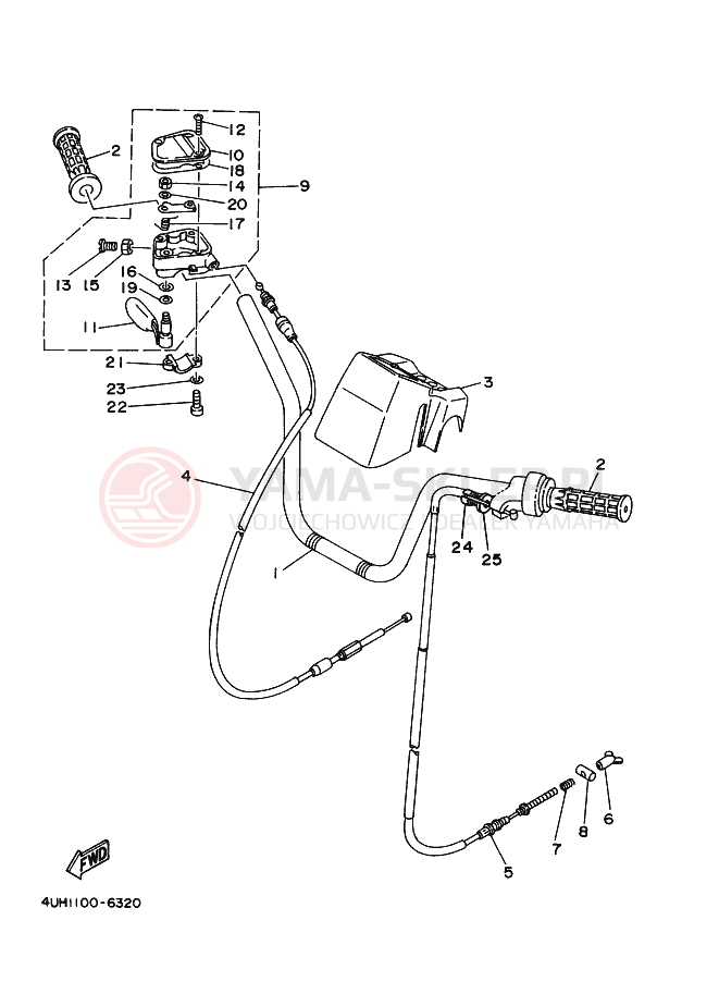 Schemat "Kierownica i osprzęt" do Yamaha BIG BEAR 350