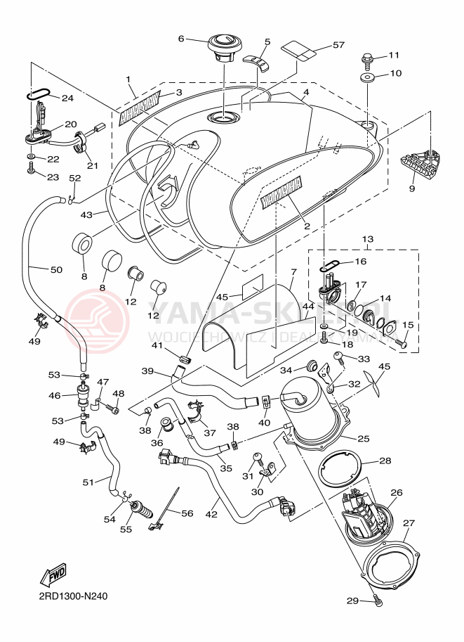 Schemat "zbiornik paliwa" do Yamaha SR400