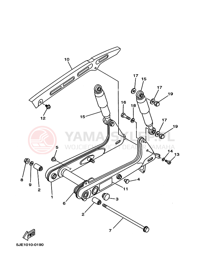 Schemat "wahacz, zawieszenie tył" do Yamaha YB-1 YB-1FOUR YB1-4