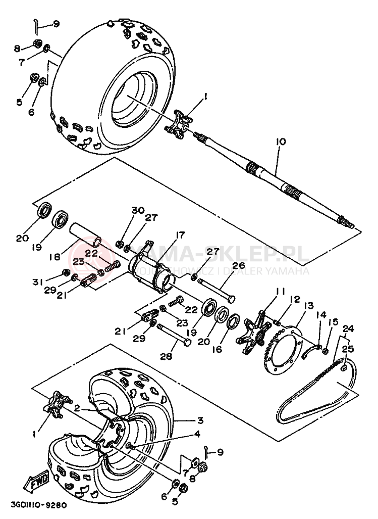 Schemat "Koło tył" do Yamaha WARRIOR