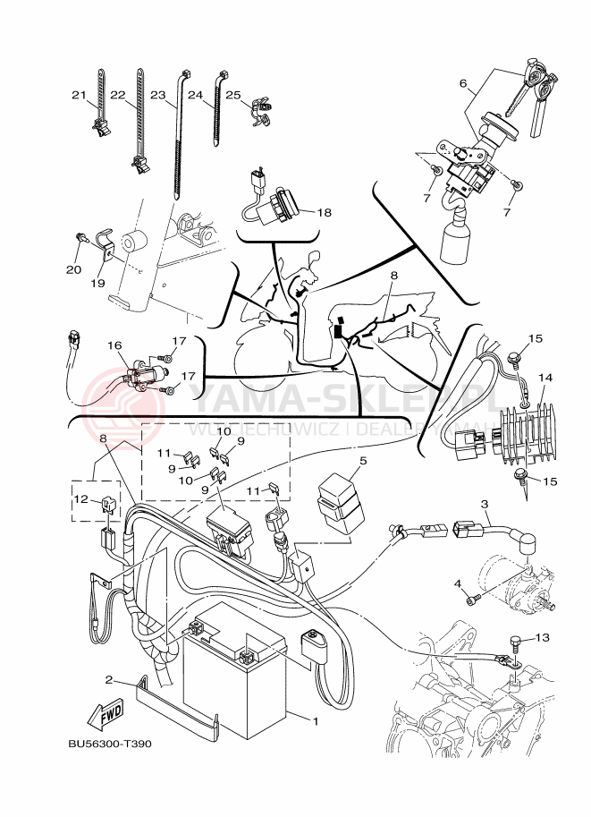 Schemat "układ elektryczny" do Yamaha TRICITY 125