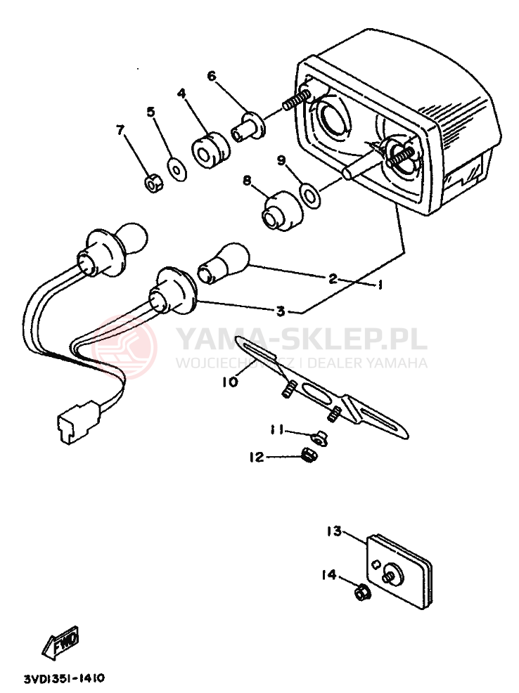 Schemat "Oświetlenie tył" do Yamaha TDM850