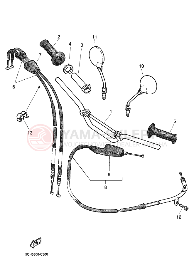Schemat "Kierownica i osprzęt" do Yamaha TT600RE