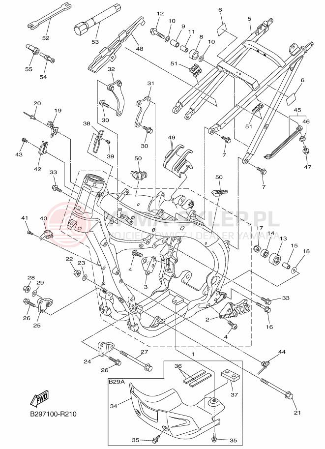 Schemat "rama" do Yamaha YZ250FX