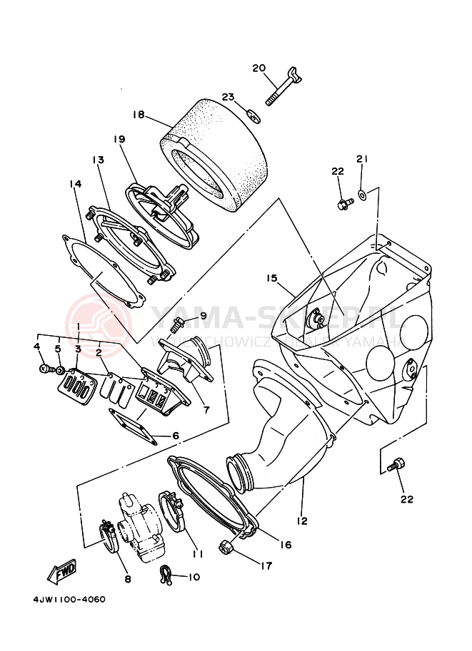 Schemat "Wtrysk paliwa" do Yamaha WR250Z