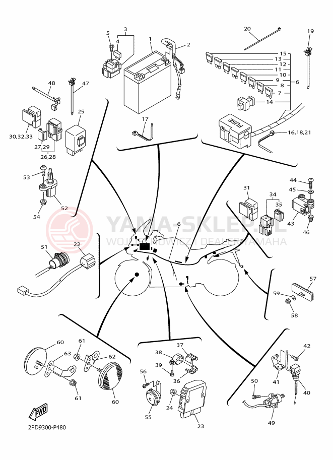 Schemat "układ elektryczny" do Yamaha FJR1300AE