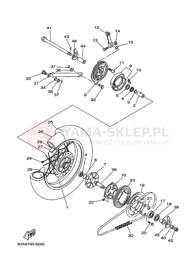 Schemat "Koło tył" do Yamaha AG100F