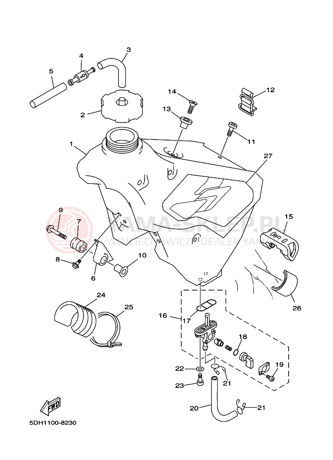 Schemat "zbiornik paliwa" do Yamaha YZ125