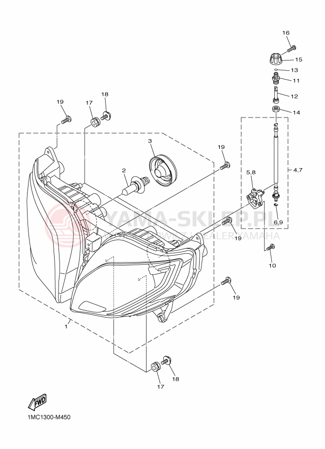 Schemat "Lampa przód" do Yamaha FJR1300A