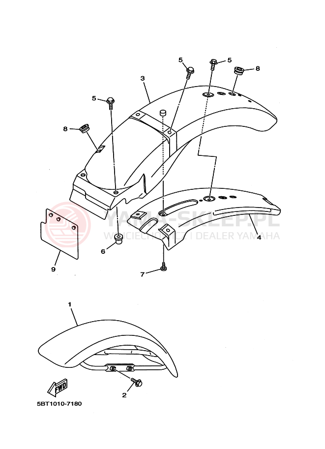 Schemat "błotnik" do Yamaha ST225 BRONCO