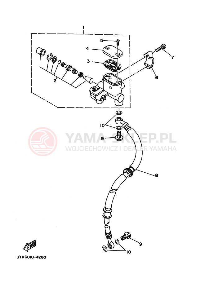 Schemat "Pompa hamulcowa przednia" do Yamaha YG50Z JOG Z