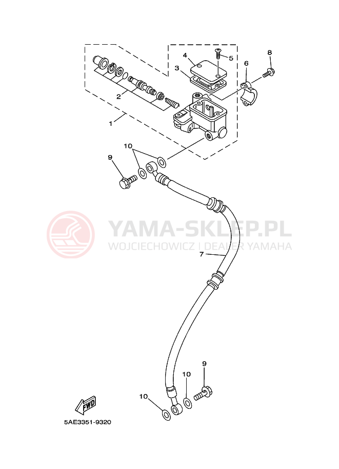 Schemat "Pompa hamulcowa przednia" do Yamaha TDR125