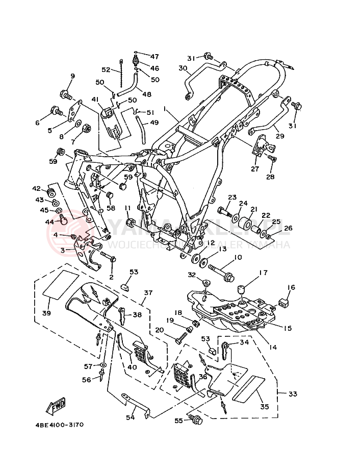 Schemat "rama" do Yamaha XT225 XT225E