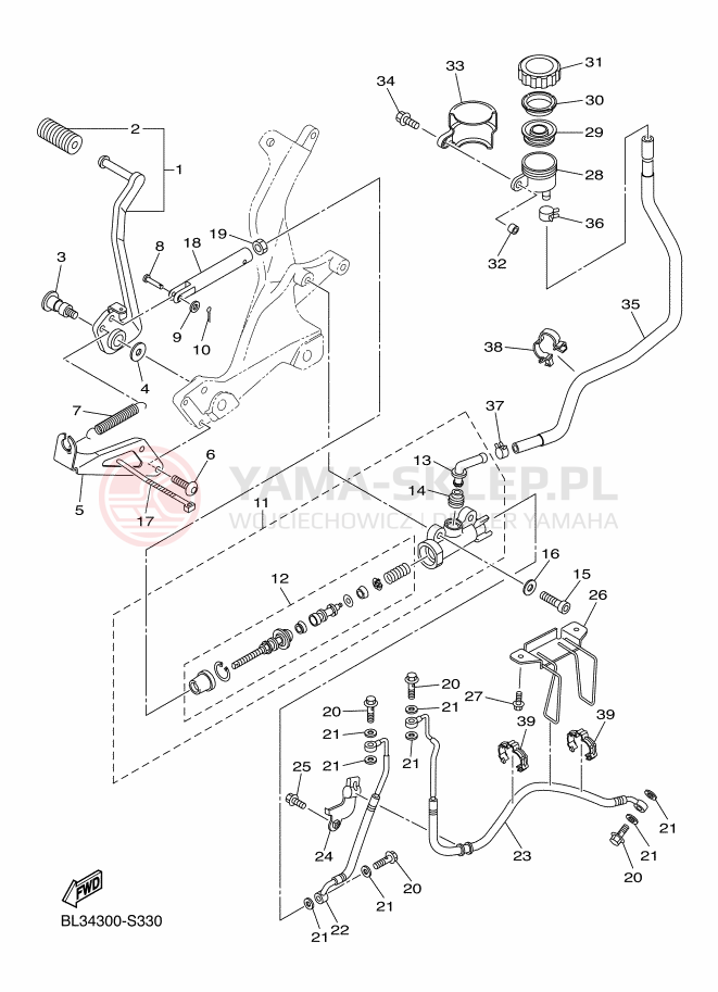 Schemat "Pompa hamulcowa tył" do Yamaha SCR950